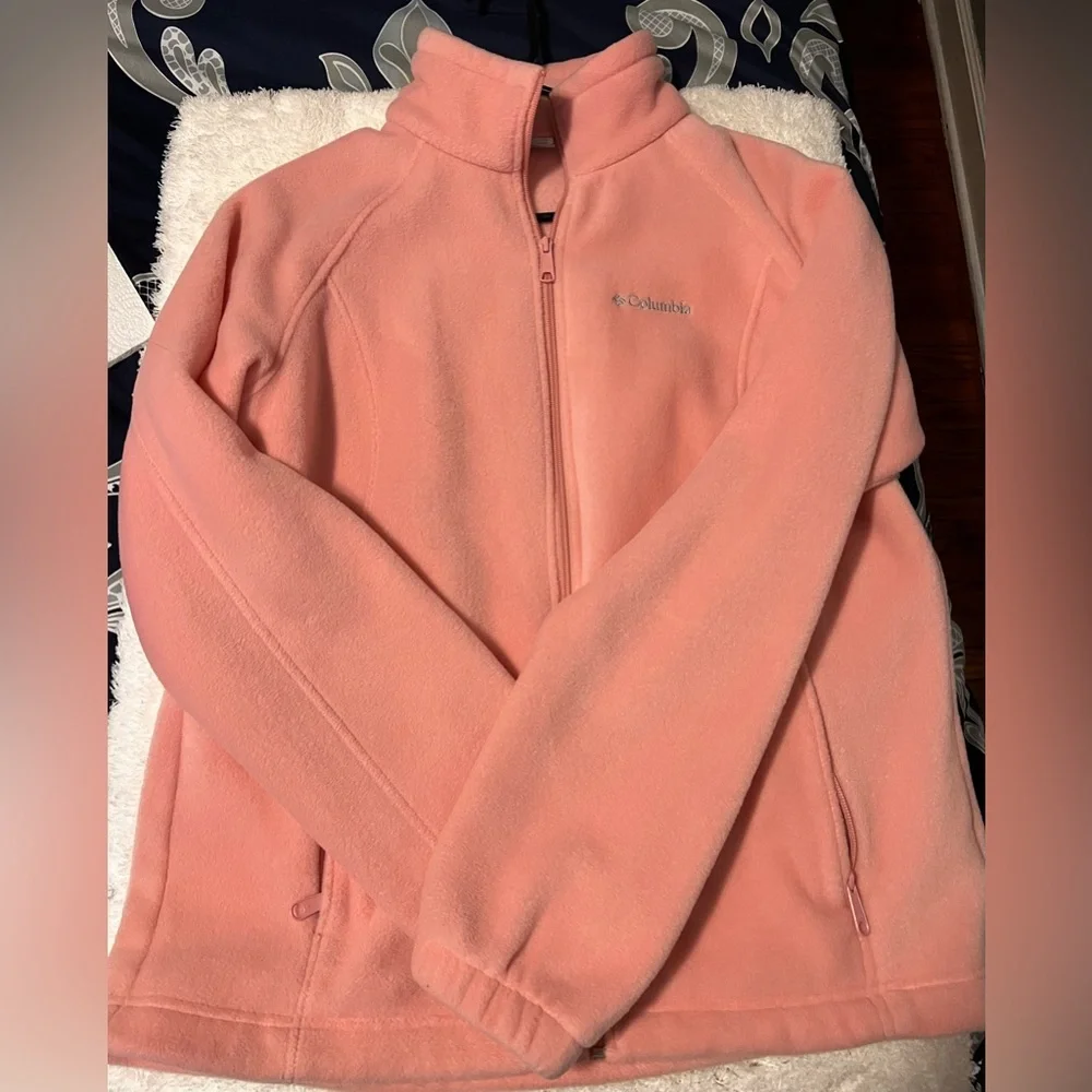 Columbia Light Pink Full-Zip Teddy Fleece Jacket - Picture 3 of 5
